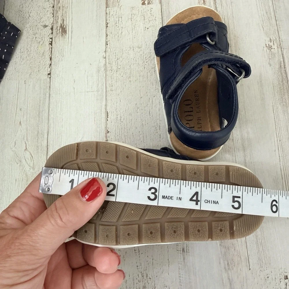 Polo Ralph Lauren Duncen‎ Toddler Full Grain Leather Sandals Blue Size 6 Summer